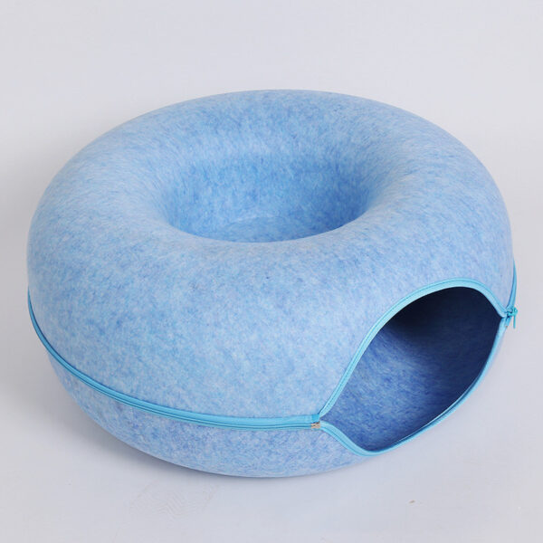 Four Seasons Available Cat Nest Round Woolen Felt Pet Dual-use Cat Nest Tunnel Interactive Training Toy Grey Felt Cat Nest - Image 5