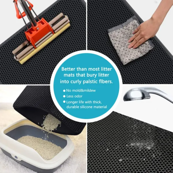Cat Litter Mat Waterproof Urine Proof Kitty Litter Mat Honeycomb Double Layer Litter Box Mat Skidproof Soft EVA Cat Litter Mat - Image 3