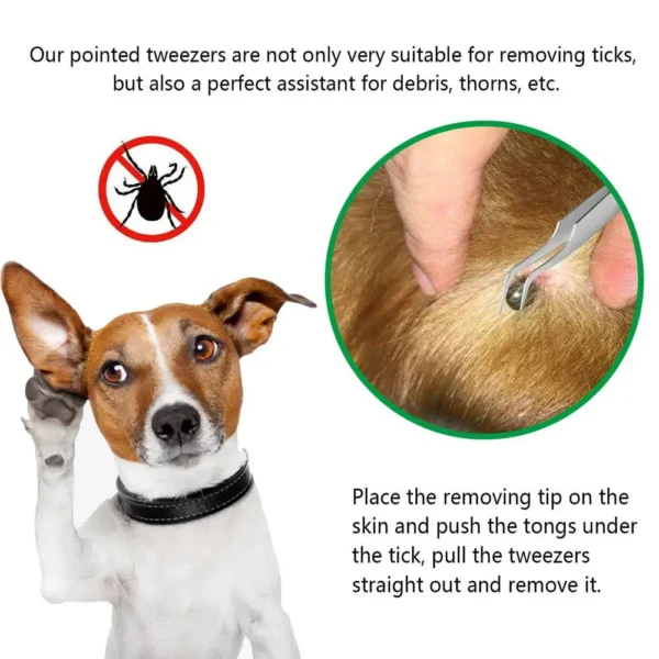 Stainless Steel Tick Tweezers Professional Quick Cat Dog Tick Removal Tool People Pets Supplies Dog Tick Removal Tools - Image 3