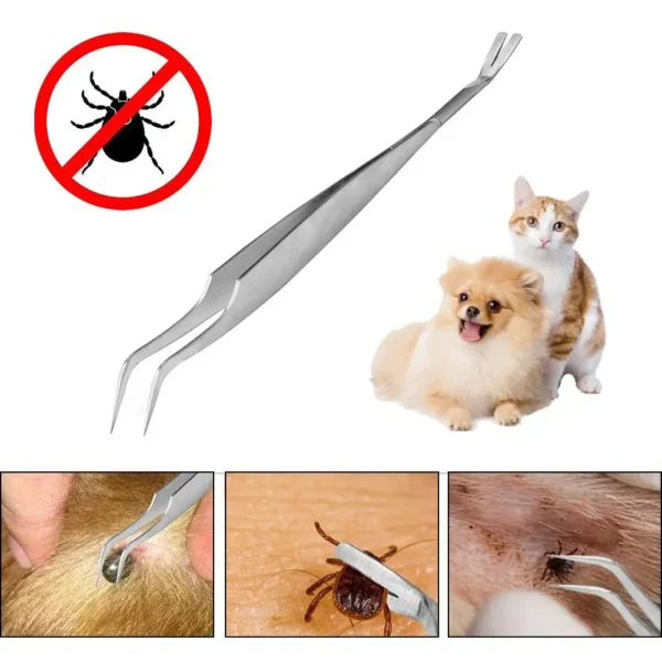 Stainless Steel Tick Tweezers Professional Quick Cat Dog Tick Removal Tool People Pets Supplies Dog Tick Removal Tools