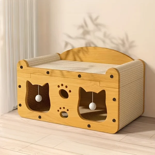 2-in-1 cat scratch board, cat scratch column, integrated cat nest cat villa, wear-resistant and non shedding - Image 2