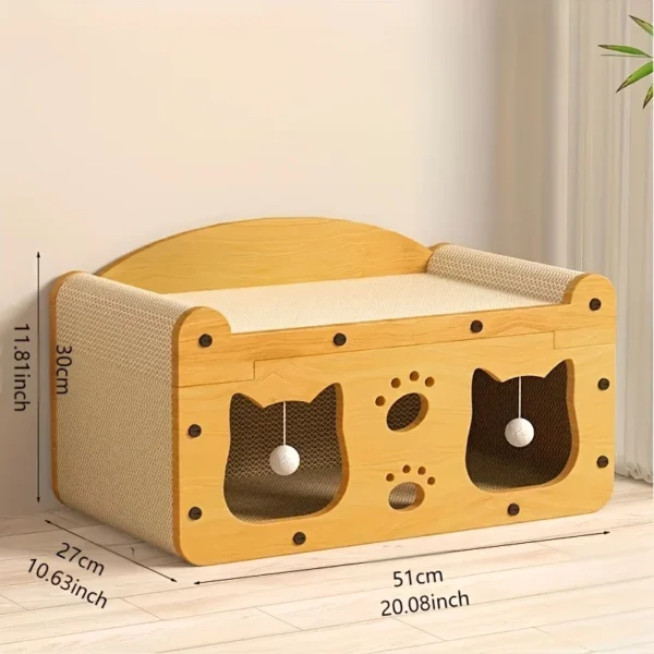 2-in-1 cat scratch board, cat scratch column, integrated cat nest cat villa, wear-resistant and non shedding - Image 3