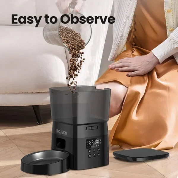 ROJECO Automatic Pet Feeder Button Version Auto Cat Food Dispenser Accessories Smart Control Pet Feeder For Cats Dog Dry Food - Image 5
