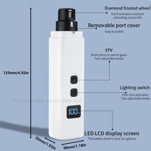 Electric Dog Nail Clippers for Dog Nail Grinders Rechargeable USB Charging LED Light Pet Quiet Cat Paws Nail Grooming Supplies - Image 6