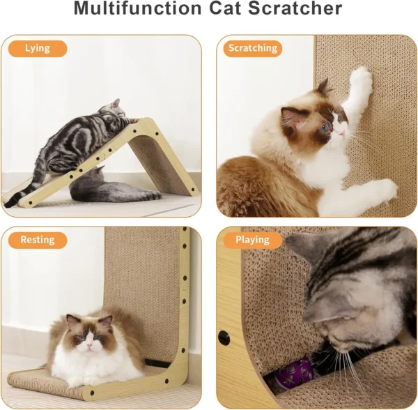 L Shape Cat Scratcher, 23.6 Inch Cat Scratchers for Indoor Cats, Protecting Furniture Cat Scratch Pad, Cardboard Cat Scratching - Image 6