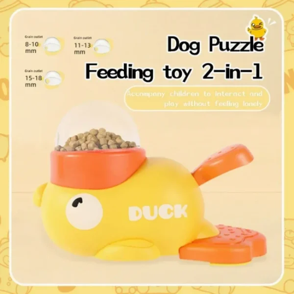 ''Yellow Duck-Shaped Interactive Feeder for Dogs and Cats: A Treat-Dispensing Puzzle Toy Designed for Pet Training'' - Image 4