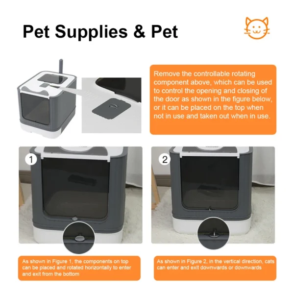 Fully Closed Sandbox Deodorizing Kitten Training Toilet Large Capacity Cat Toilet Fully Enclosed Cats Cleaning Sandbox Basin - Image 4