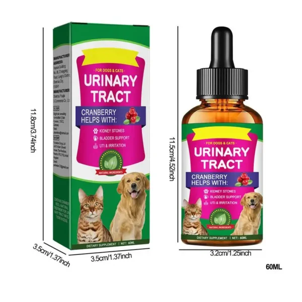 New 60ml Pet UTI Treatments Powerful Cat Bladder Drops For Urinary Tract Care Multifunction Cranberry Dog Cat UTI Pet supplies - Image 6