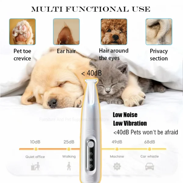 New Dog Paw Trimmer with LED Light Fully Waterproof Pet Hair Trimmer with LED Display Dog Clippers for Grooming 18mm Widen Blade - Image 4