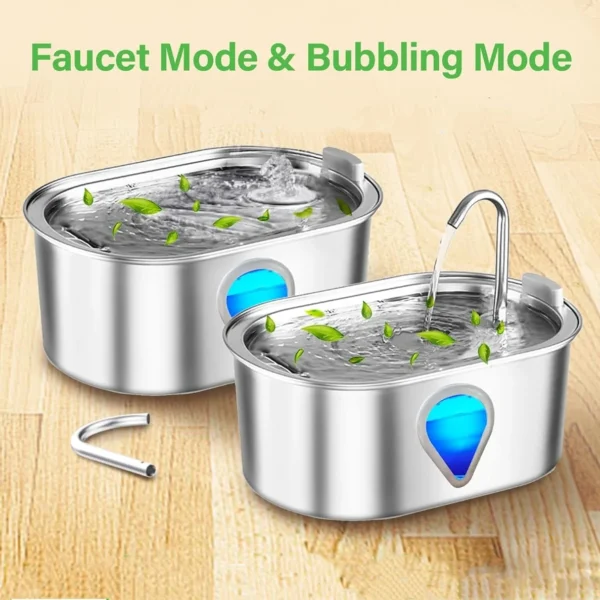 3.5L large capacity pet water dispenser automatic stainless steel cat water fountain with LED Lighting - Image 3