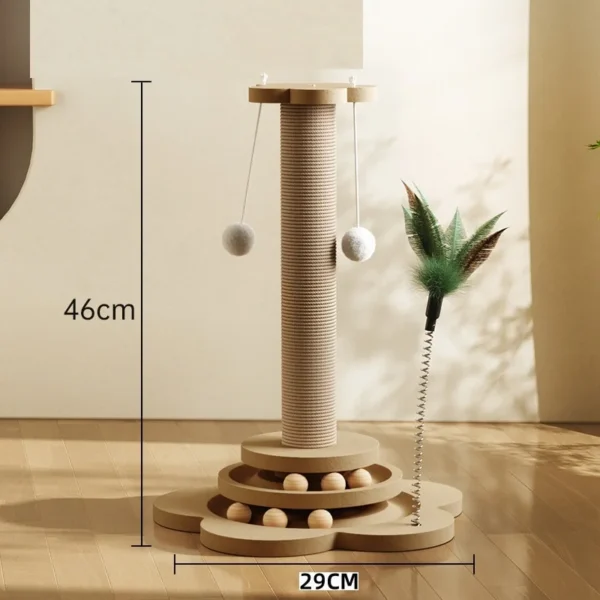 Solid wood sisal cat turntable, cat scratching column, cat teasing stick, cat scratching board, vertical, durable and non fallin - Image 6