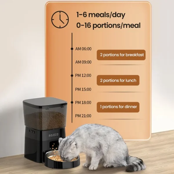 ROJECO Automatic Pet Feeder Button Version Auto Cat Food Dispenser Accessories Smart Control Pet Feeder For Cats Dog Dry Food - Image 2