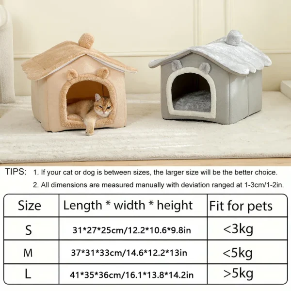 Foldable Pet House Removable Washable Cat House Puppy Cave Sofa Pet Bed House for Extra Small Dogs and Small and Medium Cats - Image 2