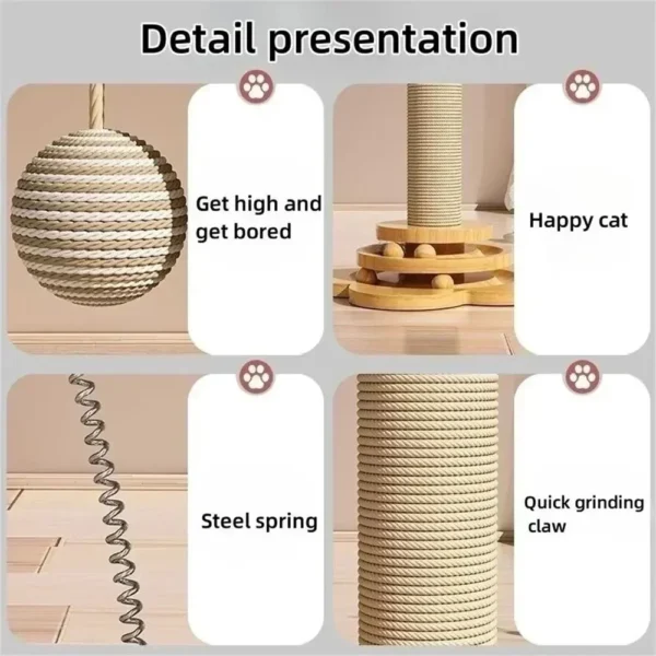Pet Cat Toy cat scratcher Cat Turntable Funny Cat Stick Balls Durable Sisal Scratching Board Cat Supplies Cat Grab Column - Image 4