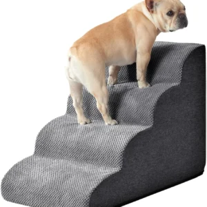 Curved Dog Stairs Ramp for High Beds , Dog Steps for Small Dogs and Cats, Pet Stairs for High Bed Climbing, Non-Slip Balanced