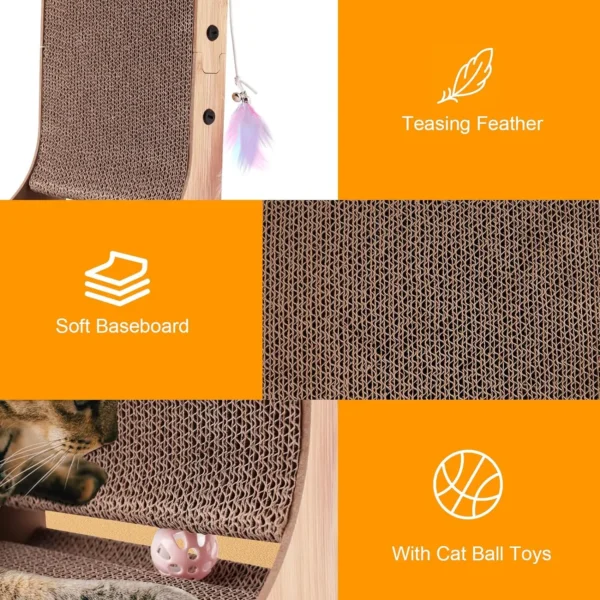 L Shape Cat Scratcher, 23.6 Inch Cat Scratchers for Indoor Cats, Protecting Furniture Cat Scratch Pad, Cardboard Cat Scratching - Image 5