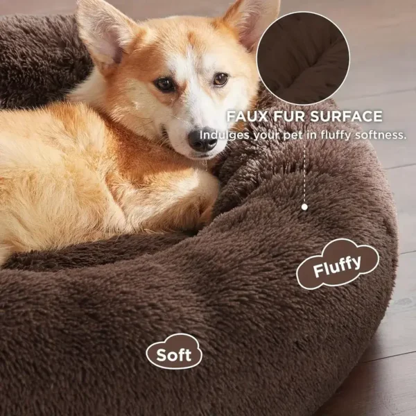 Round Dog Bed Winter Warm Cat Bed Plush Basket for Dog Washable Pet Bed for Small Medium Large Dog Sofa Cat - Image 2
