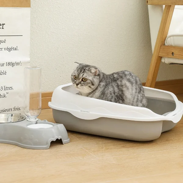 Semi Enclosed Splash Proof Cat Toilet, Cat Cleaning Supplies, Cat Feces Basin - Image 3