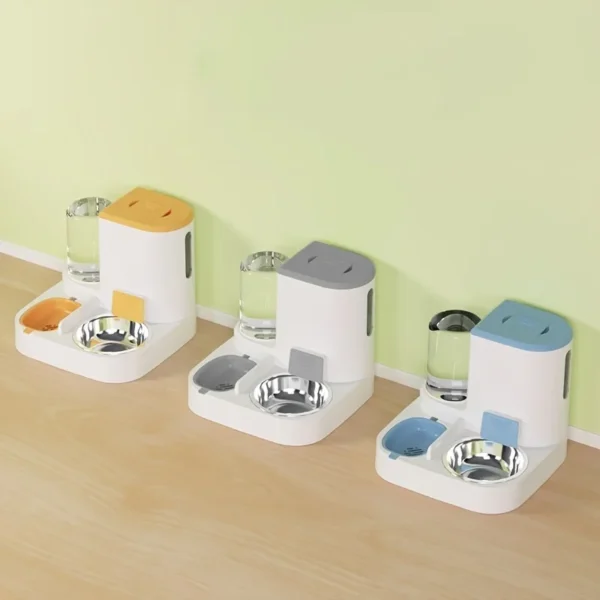 Automatic pet water and food feeder, 2-in-1 large capacity cat food container water dispenser - Image 2