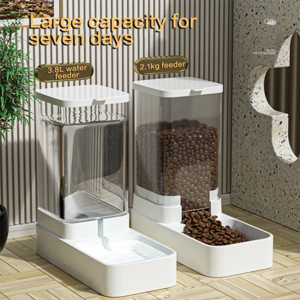 Automatic Cat Feeder & Water Dispenser with Gravity Food Storage Container for Cats and Dogs - Image 2