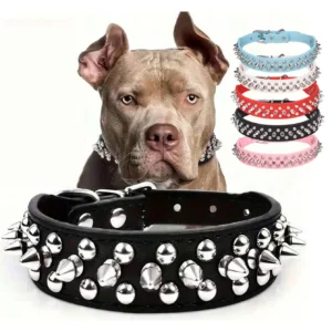CP037--pet dog adjustable rivet collar, anti-bite neck protect collar used of durable PU leather and rust resistant metal rivet