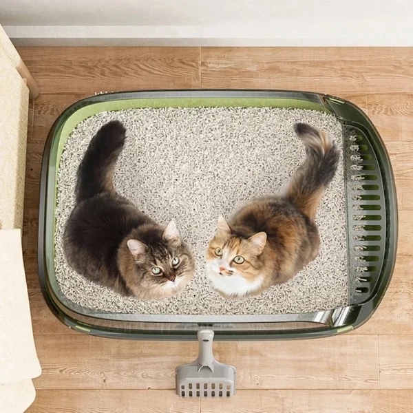 Cat Litter Box Kitty Sandbox cat bathroom Semi Closed Cleaning Basin Supplies Pet Toilet Kitten Tray Bedpan Accessories Supplies - Image 2