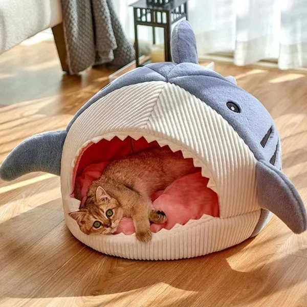 Warm Cat Beds Cartoon Shark Pet Cave Beds Sweet Kittens Basket Cushion Cat Pillow Mat Tent Puppy Nest Cave Pet Goods - Image 2