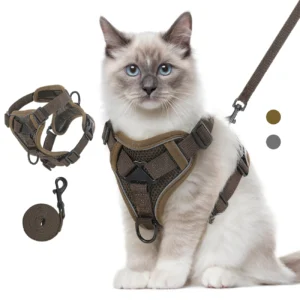 VavoPaw Cat Harness and Leash Set for Walking Adjustable Kitten Vest Harness with Reflective Strip Breathable Mesh Cat Harness