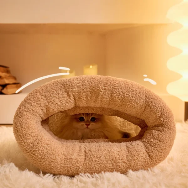 Pet Sleeping Bag Winter Warm Soft Plush Semi Enclosed Cat Nest Sleeping Bag Home Cat and Dog Comfortable Bed Accessories - Image 6