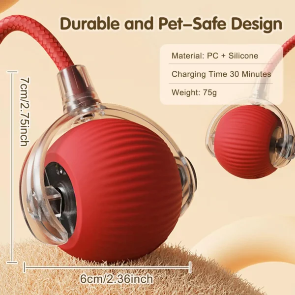 Cat Interactive Ball Toy, Automatic Rolling Ball with Tail, Rechargeable Smart Pet Interactive Toy, Intelligent Mouse for Cat - Image 2