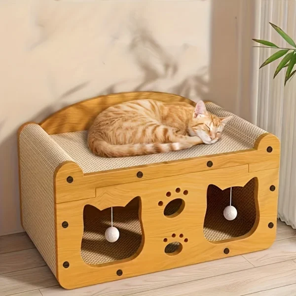 2-in-1 cat scratch board, cat scratch column, integrated cat nest cat villa, wear-resistant and non shedding - Image 6