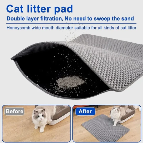 Pet Cat Litter Mat Waterproof Double Layer Cat Litter Trapping Pet Litter Box Mat Clean Pad Products For Cats Accessories - Image 4