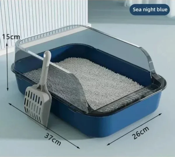 Kitty Sandbox Cat Litter Box Semi-enclosed Splashproof Cat Tray Cat Toilet Cleaning Basin Supplies Pet Toilet Kitten Tray Bedpan - Image 3