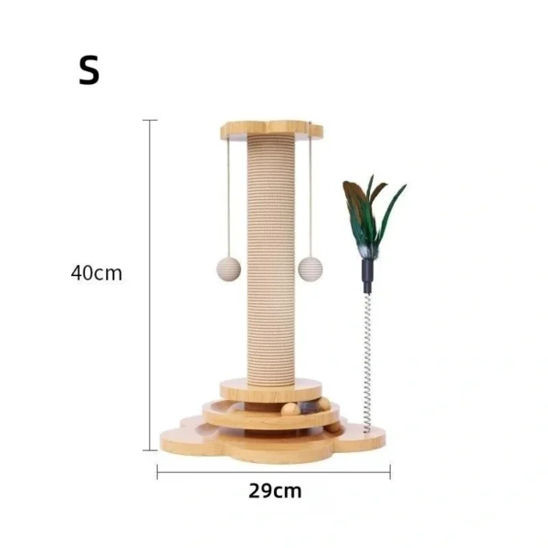Solid wood sisal cat turntable, cat scratching column, cat teasing stick, cat scratching board, vertical, durable and non fallin - Image 5