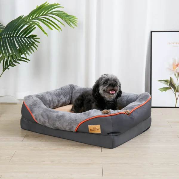 L XL 2XL 3XL Dog Bed Super Soft Orthopedic Foam Pet Bed Sleeping Mat with Cotton-padded Bolster and Removable Cover - Image 2