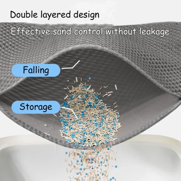 Large Waterproof Cat Litter Mat Double Layer Non-Slip Washable Pet Litter Box Mat Durable Sand Trapper Easy Clean - Image 2