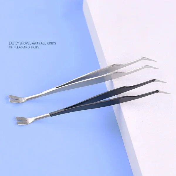 Pet 2-in-1 Stainless Steel Pet Dog Lice Clamp Flea Tweezers Small Grates Clamp Cat and Dog Flea Clamp Cleaning Tool Tick Clamp - Image 5