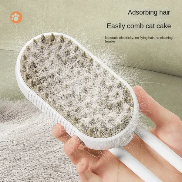 Steamy Dog Brush Electric Spray Cat Hair Brush 3 in1 Dog Steamer Brush for Massage Pet Grooming Removing Tangled and Loose Hair - Image 3