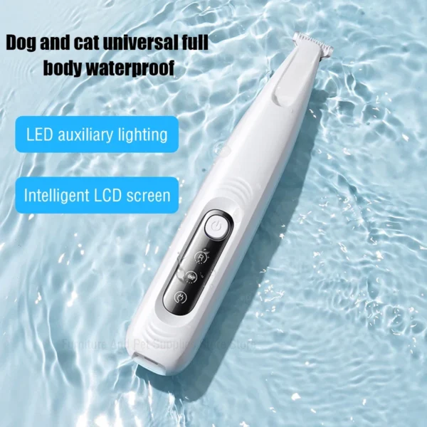New Dog Paw Trimmer with LED Light Fully Waterproof Pet Hair Trimmer with LED Display Dog Clippers for Grooming 18mm Widen Blade - Image 6