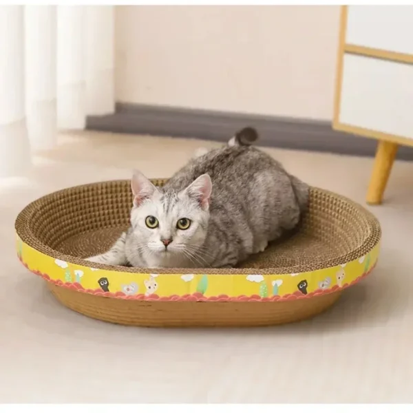 Cat Scratching Board Protect Furniture Grinding Claw Toys Oval Corrugated Paper Wear-resistant Cat Nest Cat Accessories - Image 2