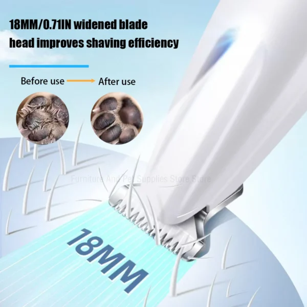 New Dog Paw Trimmer with LED Light Fully Waterproof Pet Hair Trimmer with LED Display Dog Clippers for Grooming 18mm Widen Blade - Image 2