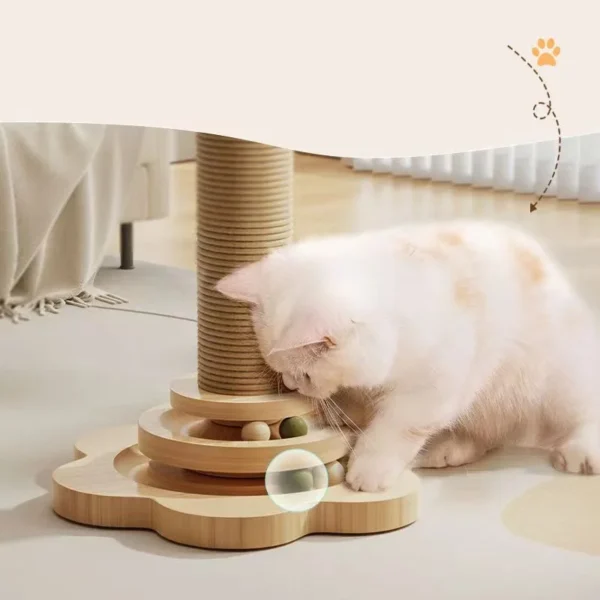 Solid wood sisal cat turntable, cat scratching column, cat teasing stick, cat scratching board, vertical, durable and non fallin - Image 3