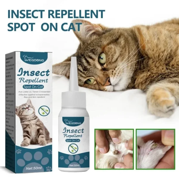 50ml Pet Anti Flea Tick Agent for Cats, Dogs, and Dogs. Extracorporeal Deworming Skin Cleaning Agent for Lice, Ticks, and Ticks - Image 3