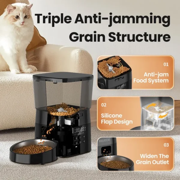 ROJECO Automatic Pet Feeder Button Version Auto Cat Food Dispenser Accessories Smart Control Pet Feeder For Cats Dog Dry Food - Image 3
