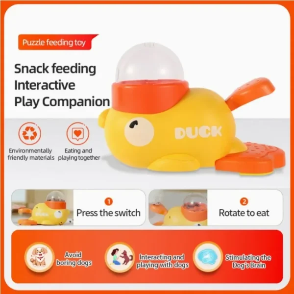 ''Yellow Duck-Shaped Interactive Feeder for Dogs and Cats: A Treat-Dispensing Puzzle Toy Designed for Pet Training'' - Image 3