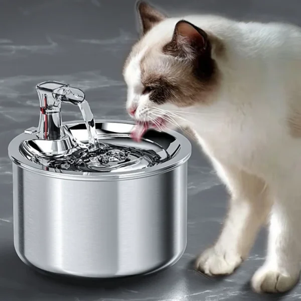 2L fully stainless steel pet water dispenser Automatic cat water fountain with optional sensor and heater - Image 2