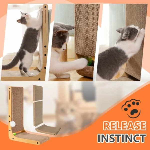 L Shape Cat Scratcher, 23.6 Inch Cat Scratchers for Indoor Cats, Protecting Furniture Cat Scratch Pad, Cardboard Cat Scratching - Image 4