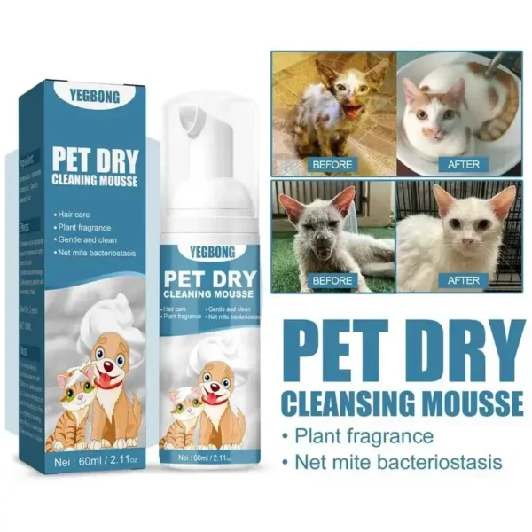 Waterless Cat Dog Shampoo No Rinse Dogs Cats Cleaning Mousse Pet Grooming Supplies for Safe Bathless Cleaning Odor Eliminator - Image 5