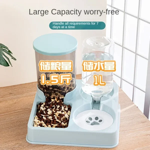 Automatic Cat Feeder Water Dispenser Set, 2 In 1 Tilted Automatic Pet Food And Water Feeder Gravity Food Feeder and Waterer - Image 3
