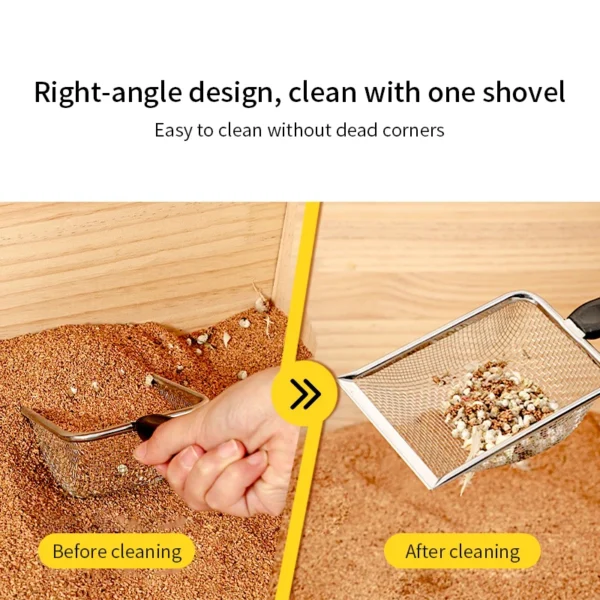 Cat Litter Shovel Stainless Steel Reptile Sand Substrate Shovel Clean Up Feces Fine Mesh Sifter For Bedding - Image 3